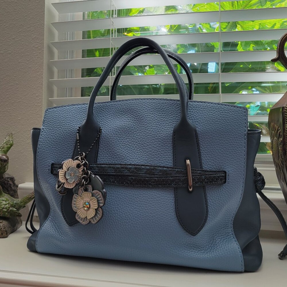 Coach Shadow Carryall slate/navy snakeskin detail